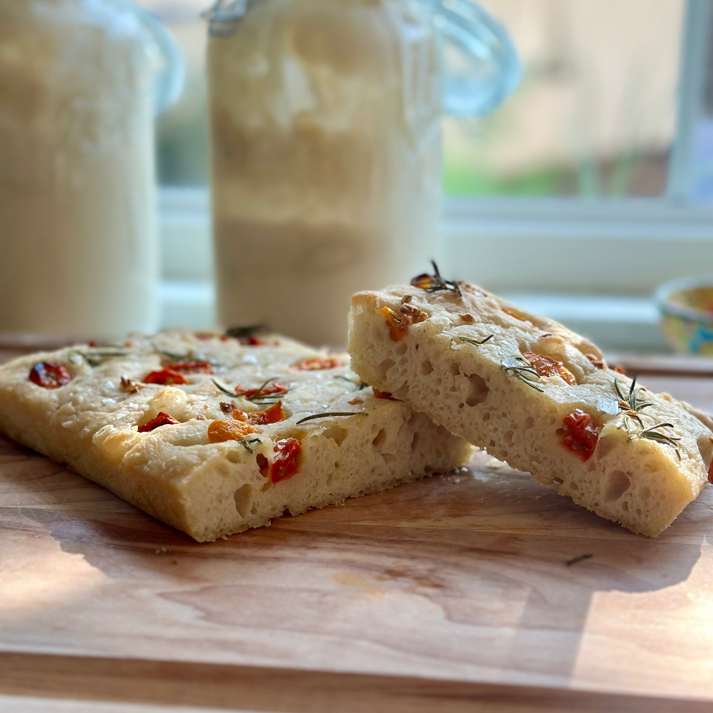 Sourdough Focaccia with Tomato, Garlic & Rosemary